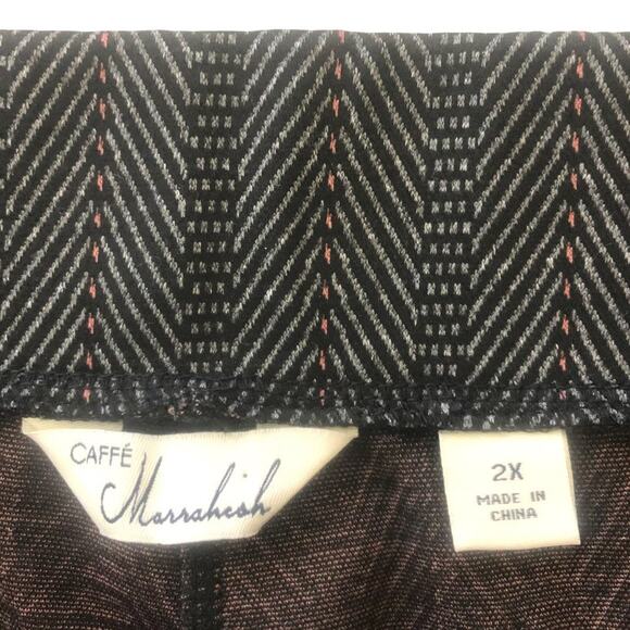 Caffe Marrakesh NWT Straight Leg Ponte Trouser 2X Grey Herringbone Print Stretch - Picture 5 of 11